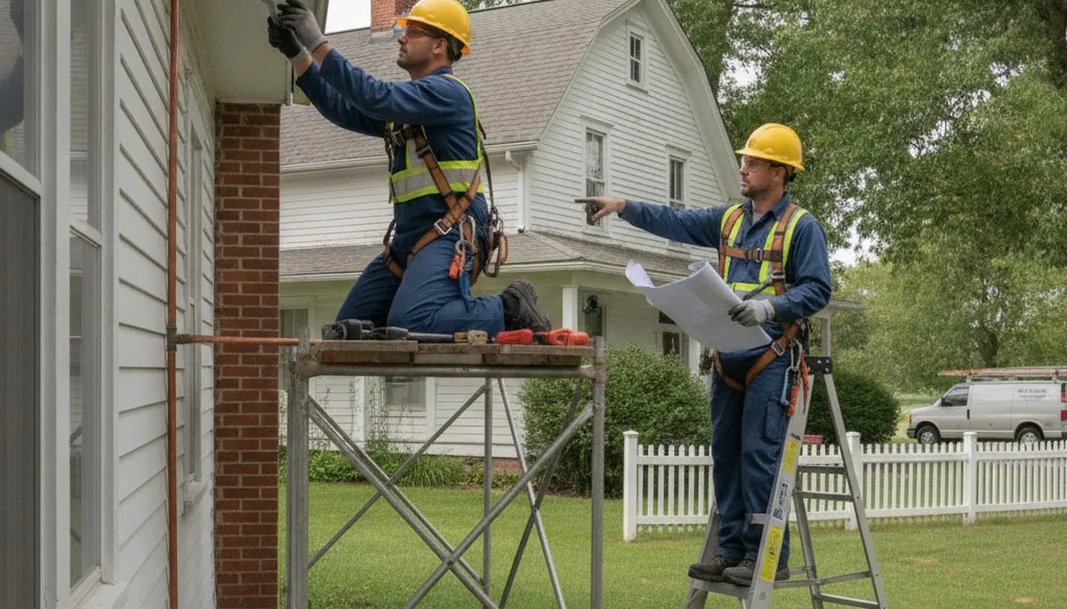 Plumber repairing a pipe in Champaign, IL for fast plumbing service