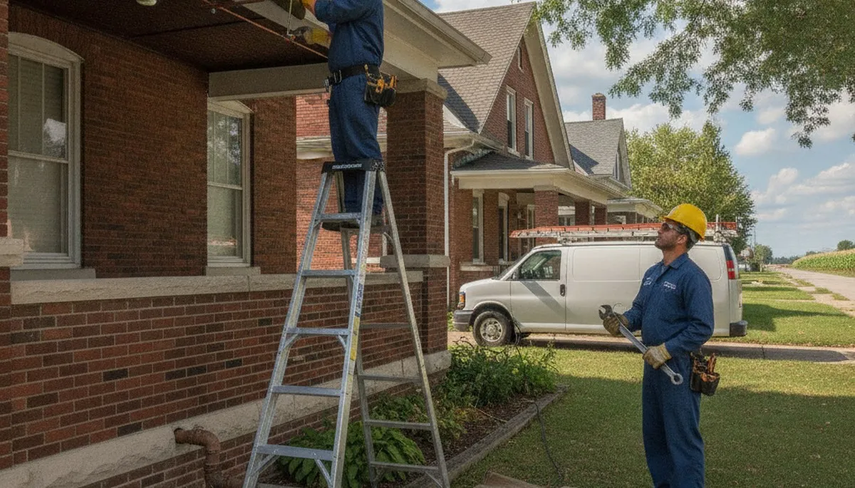 Plumber repairing a pipe in Champaign, IL for plumbing repair services